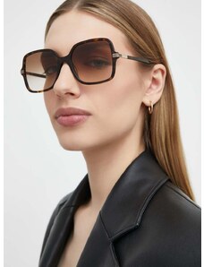 Slnečné okuliare Gucci dámske, hnedá farba, GG1449S