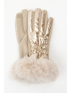 Monnari Rukavice Dámske rukavice s kožušinou béžová