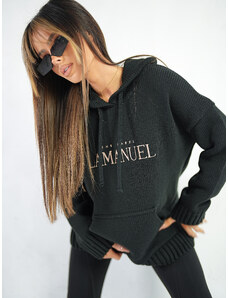 LaManuel Čierny BIGGY sveter s kapucňou