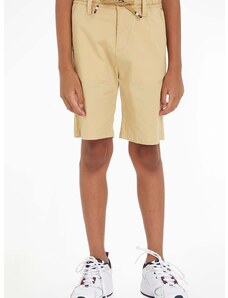 Detské krátke nohavice Tommy Hilfiger béžová farba, nastaviteľný pás