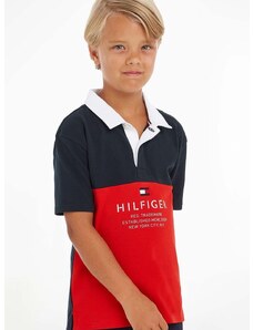 Detské polo tričko Tommy Hilfiger červená farba, vzorovaný