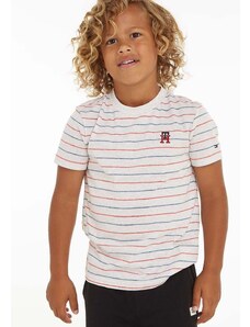Detské tričko Tommy Hilfiger šedá farba, vzorovaný