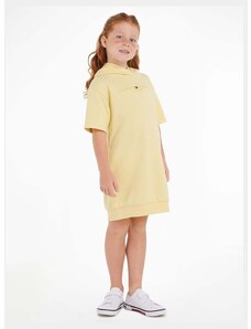 Dievčenské šaty Tommy Hilfiger žltá farba, mini, rovný strih