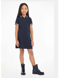 Dievčenské šaty Tommy Hilfiger tmavomodrá farba, mini, rovný strih