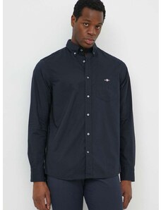 Bavlnená košeľa Gant pánska, čierna farba, regular, s golierom button-down