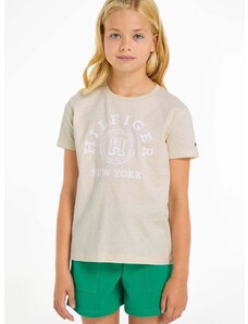 Detské bavlnené tričko Tommy Hilfiger béžová farba