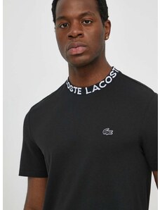 Tričko Lacoste pánsky, čierna farba, s potlačou