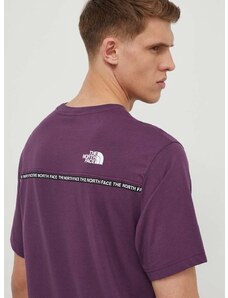 Bavlnené tričko The North Face pánske, fialová farba, s potlačou, NF0A87DDV6V1