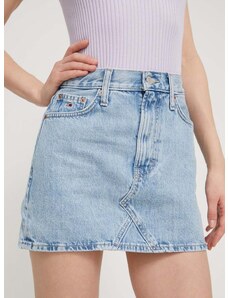 Rifľová sukňa Tommy Jeans mini, puzdrová, DW0DW17674
