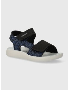 Detské kožené sandále Geox SANDAL LIGHTFLOPPY čierna farba