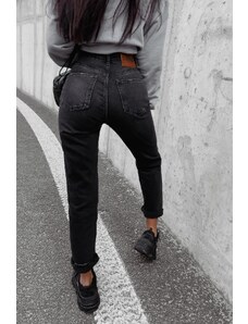 O\'la Voga Ola Voga dámske boyfriend džínsy s vysokým pásom a roztrhaným efektom v tmavosivej farbe