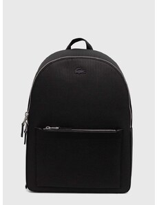 Kožený ruksak Lacoste čierna farba, veľký, jednofarebný