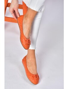 Fox Shoes 09 Oranžová prešívaná pracka Ležérne dámske baleríny