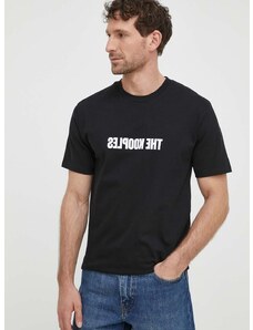 Bavlnené tričko The Kooples pánsky, čierna farba, s potlačou, HTSC28024K
