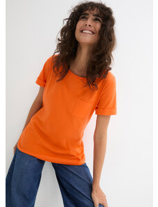 bonprix Vypaľované tričko s náprsným vreckom z bio bavlny, farba oranžová
