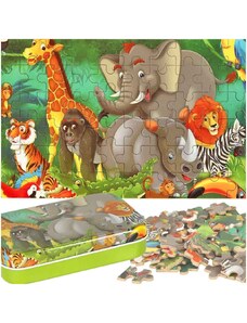KIK Drevené rozprávkové puzzle slon 60el