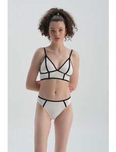 Dagi Black and White 6 cm High Waist Bikini Bottom