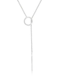 Šperky Eshop - Strieborný 925 náhrdelník - lesklý krúžok a palička visiaca na jemnej retiazke Z38.18