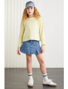 GRIMELANGE Dievčenské tričko Nicola zo 100 % bavlny s dlhým rukávom, výstrihom a výstrihom, žlté