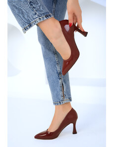 SOHO Klaret červené lakované dámske topánky na podpätku