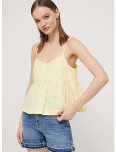 Bavlnená blúzka Tommy Jeans dámska, žltá farba, jednofarebná, DW0DW17804