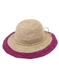 Fiebig - Headwear since 1903 Dámsky letný nekrčivý slamený klobúk Cloche s farebným okrajom - Crochet Cloche