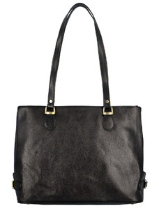Luxusná dámska kožená kabelka čierna - Hexagona Elianna čierna