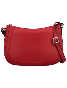 Dámska kožená kabelka cez plece tmavočervená - Hexagona Chanel červená