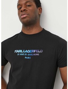 Bavlnené tričko Karl Lagerfeld pánsky,čierna farba,s nášivkou,542241.755062