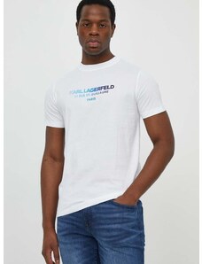 Bavlnené tričko Karl Lagerfeld pánsky,biela farba,s nášivkou,542241.755062