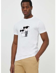 Bavlnené tričko Karl Lagerfeld pánsky,biela farba,s potlačou,542241.755061