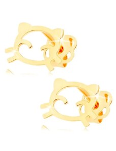Šperky Eshop - Náušnice v žltom 14K zlate - obrys mačičky s lesklým a hladkým povrchom S2GG106.06