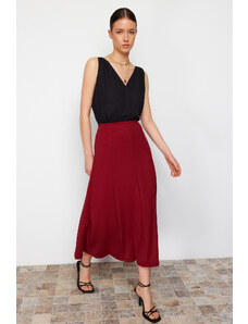 Trendyol Collection Klaretová červená rozšírená maxi pružná pletená sukňa