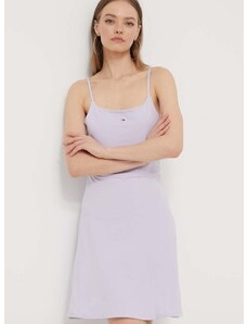 Šaty Tommy Jeans fialová farba,mini,áčkový strih,DW0DW17988