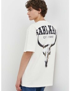 Bavlnené tričko Karl Kani pánsky, béžová farba, s potlačou