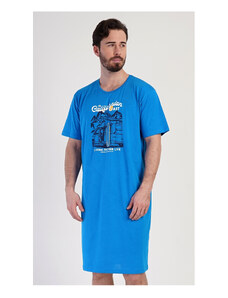 Cool Comics Pánska nočná košeľa s krátkym rukávom California, farba modrá, 100% bavlna