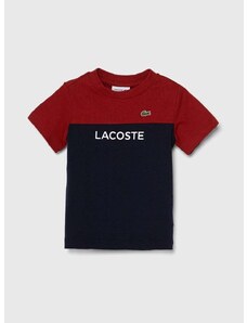 Detské bavlnené tričko Lacoste tmavomodrá farba, vzorovaný