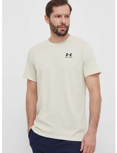 Tréningové tričko Under Armour Logo Embroidered béžová farba, jednofarebný, 1373997
