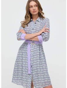 Hodvábne šaty Liu Jo fialová farba, mini, áčkový strih