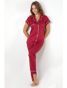 Doremi Súprava pyžama s krátkym rukávom vo vínovej farbe Heart