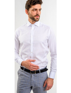 Alain Delon Biela Extra Slim Fit košeľa so vzorom štvorcov