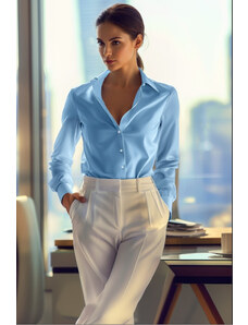 Trendyol Blue Oversize/Clothing Satin Woven Shirt