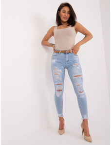 Fashionhunters Light blue skinny jeans with holes