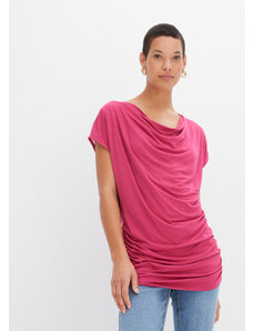 bonprix Tričko s výstrihom do tvaru vodopádu, farba ružová