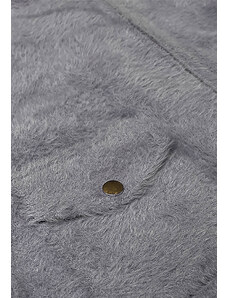 MADE IN ITALY Krátka šedá vlnená bunda typu "alpaka" (553)