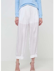 Nohavice Armani Exchange dámske, biela farba, rovné, vysoký pás, 3DYP39 YN9RZ