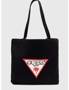 Plážová taška Guess čierna farba