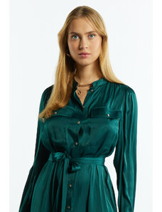 Monnari Dress Dámske saténové šaty Bottle Green