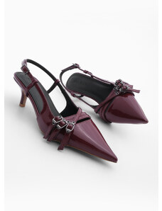 Marjin Dámske klasické topánky na podpätku so špicatou špičkou a tenkým podpätkom Lefar Claret červená lakovaná koža
