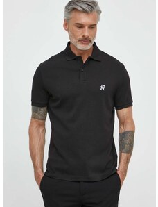 Bavlnené polo tričko Tommy Hilfiger čierna farba,jednofarebný,MW0MW34783
